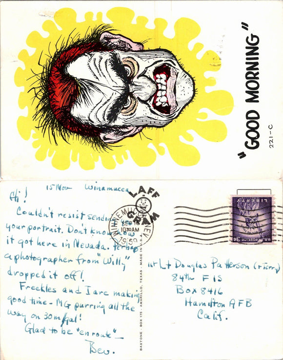 Postcard 1959 Humorous Card Winnemucca NE to Hamilton AFB CA $$ 383942 ISH