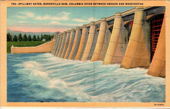 Postcard Bonneville Dam unaddressed $$ 383957 ISH