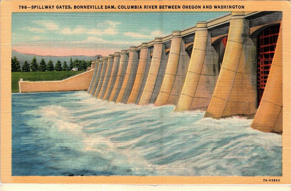 Postcard Bonneville Dam unaddressed $$ 383958 ISH