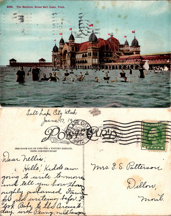Postcard 1912 Bathers Salt Lake City UT to Dillon MT $$ 383982 ISH