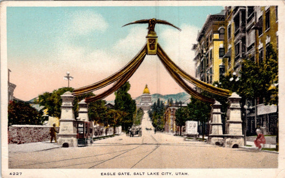 Postcard Eagle Gate Salt Lake City UT unaddressed $$ 383989 ISH