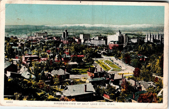 Postcard Aerial View Salt Lake City UT unaddressed $$ 383990 ISH