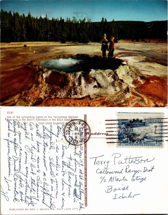 Postcard 1959 Yellowstone National Park to Boise ID $$ 383992 ISH