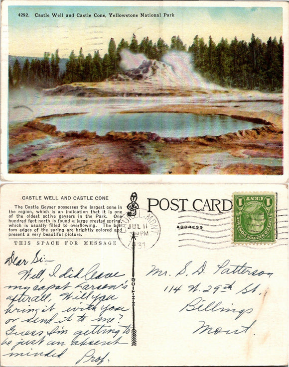 Postcard 1964 Yellowstone National Park to Billings MT $$ 383996 ISH