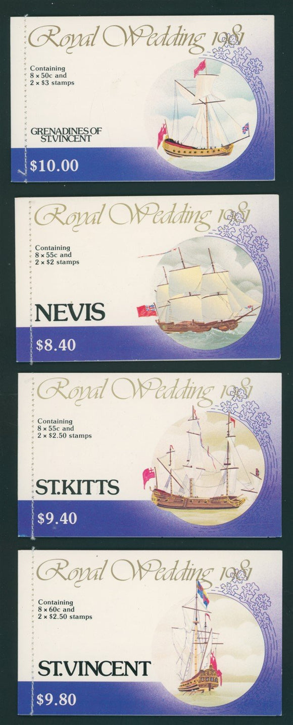 British Caribbean OS #1 MNH BOOKLETS (4) Prince Charles Lady Diana Wed $$ 384181