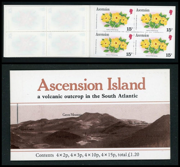 Ascension Scott #282 MNH BOOKLET 1981 Flowers BLKS 2p 3p 10p 15p CV$15+ 384203