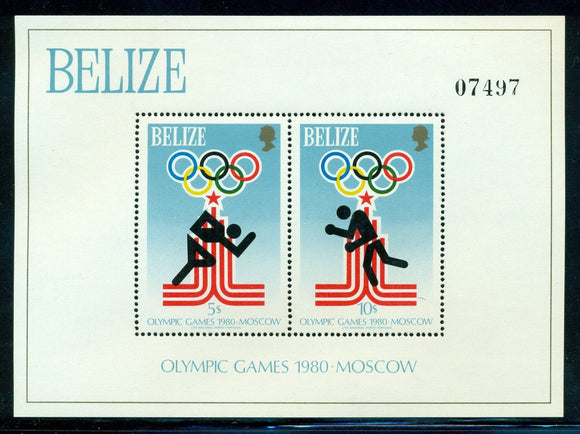 Belize Scott #459 MNH S/S OLYMPICS 1980 Moscow CV$24+ 384277