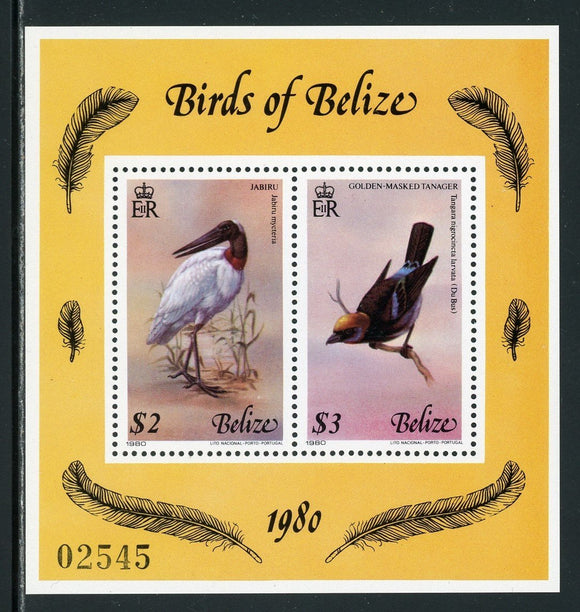 Belize Scott #501 MNH S/S 1980 Birds FAUNA CV$50+ 384281
