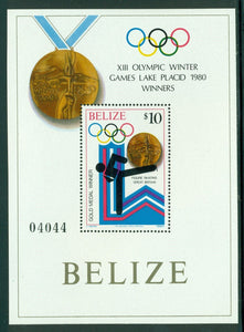 Belize Scott #512 MNH S/S OLYMPICS 1980 Lake Placid CV$17+ 384283