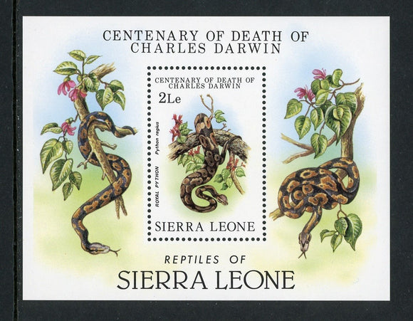 Sierra Leone Scott #575 MNH S/S Darwin Death Centenary Snake FAUNA CV$4+ 384391