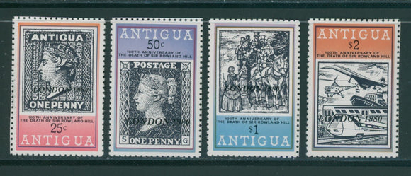 Antigua Scott #571A-571D MNH OVPT LONDON 1980 on Rowland Hill CV$4+ 384553