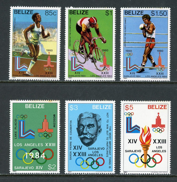 Belize Scott #555-560 MNH 1984 Olympics Los Angeles Sarajevo CV$46+ 384659