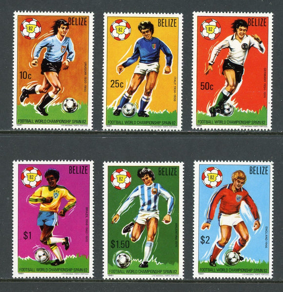 Belize Scott #601-606 MNH WORLD CUP 1982 Spain Soccer Football CV$47+ 384669