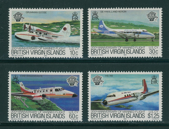 Virgin Islands Scott #454-457 MNH Manned Flight Bicentenary CV$4+ 384744