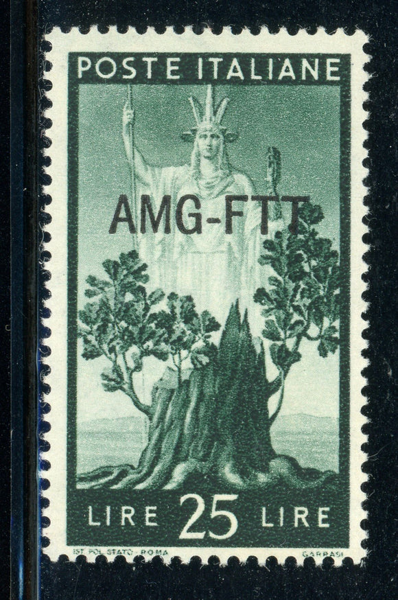AMG-FTT Trieste MNH: Scott #67 25l Dark Green (1950) CV$40+