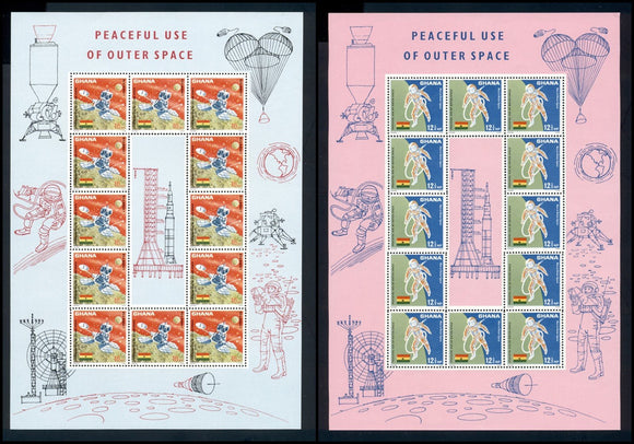 Ghana note after Scott #306-307 MNH SHEETS of 12 Peaceful Use of Outer Space $$