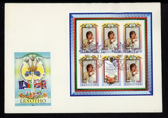 Lesotho note after Scott #380 FIRST DAY COVER Birth of Prince William $$