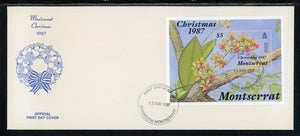 Montserrat Scott #662 FIRST DAY COVER Christmas 1987 Orchids FLORA S/S $$