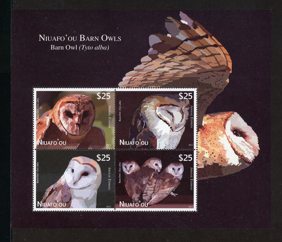 Niuafo'ou Scott #CE5 MNH SHEET Barn Owls Birds FAUNA CV$84+