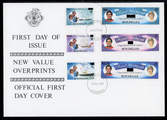 Seychelles Scott #528-533 FIRST DAY COVER SCHGS on Royal Wedding $$