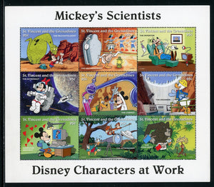 St. Vincent Scott #2251 MNH S/S Mickey's Scientists DISNEY Donald CV$10+