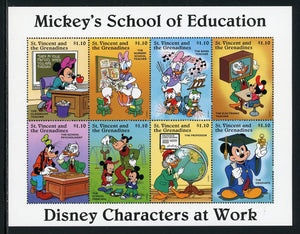 St. Vincent Scott #2252 MNH S/S Mickey's School of Education DISNEY CV$11+