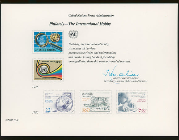 UN-New York OS #33 SOUVENIR CARD Philately - The International Hobby $$