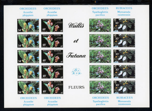 Wallis & Futuna Scott #283-286 SHEET on Card Stock Flora/Flowers Orchids $$
