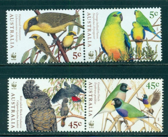 Australia Scott #1676a//1678a MNH PAIRS Endangered Birds Fauna CV$6+ 392469