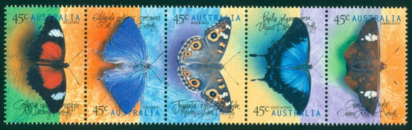 Australia Scott #1694a MNH STRIP Butterflies Fauna CV$5+ 392473