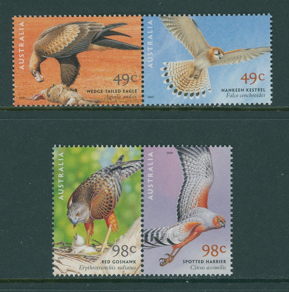 Australia Scott #2003a-2005a MNH PAIRS Birds of Prey FAUNA CV$6+ 392498