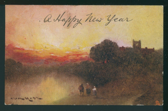 Postcard TUCK 190X Happy New Year to Edinburgh Scotland $$ 395375