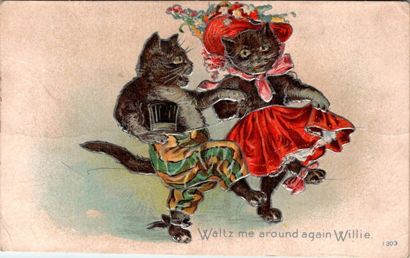 Postcard 1909 Cats Waltzing Humorous to/from Ruffsdale PA $$ 395384