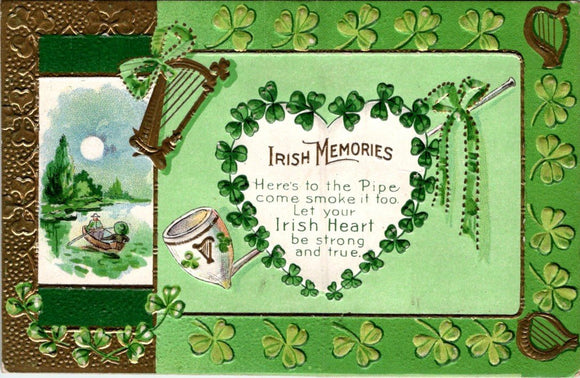 Postcard VINTAGE Irish Memories Poem to Ruffsdale PA $$ 395393