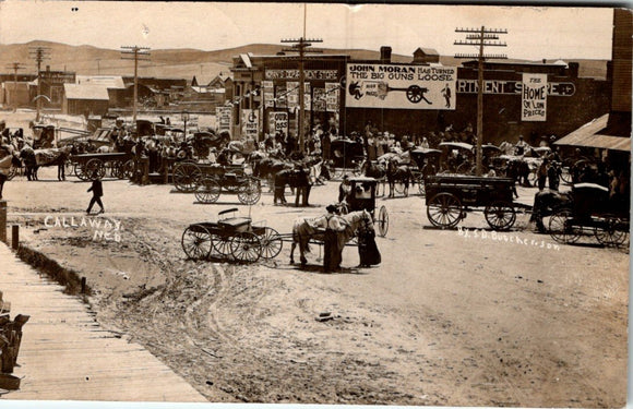 Postcard 1907 Town Scene Callaway to Fairfield NE $$ 395400