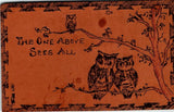 Postcard LEATHER VINTAGE RELIGION Owls $$ 395418
