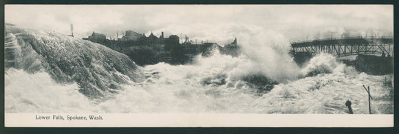 Postcard TWO PANES 1908 Lower Falls Spokane to Seattle WA $$ 395420