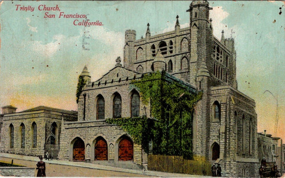 Postcard 1913 Trinity Church San Francisco to Stockton CA $$ 395457