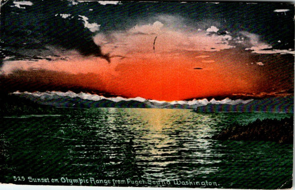 Postcard 1912 Olympic Mtn Range San Pedro CA to Ft. Casey WA $$ 395472