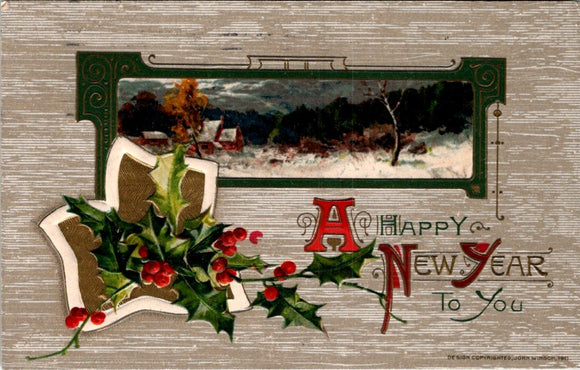 Postcard 1912 New Year from Cumberland to Turtle Lake WI $$ 395506