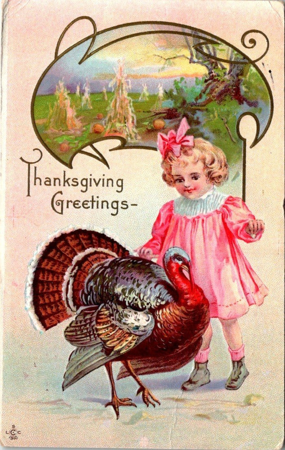 Postcard VINTAGE Thanksgiving to Turtle Lake WI $$ 395515