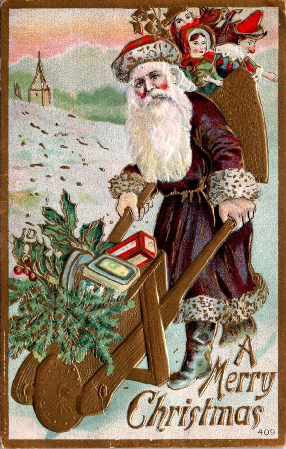 Postcard 1909 Christmas Wilkinsburg to Ruffsdale PA $$ 395535