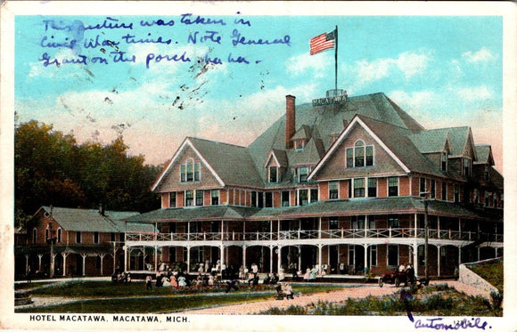 Postcard 1928 Hotel Macatawa to Montague MI $$ 395559