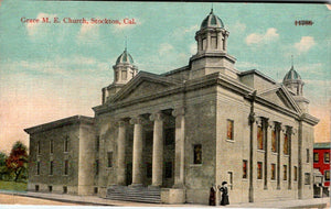 Postcard 1920 Grace M. E. Church Stockton Seattle WA to Stockton CA $$ 395573