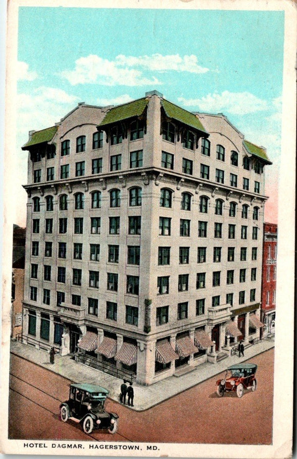 Postcard 1923 Hotel Dagmar Hagerstown MD to Stockton CA $$ 395578