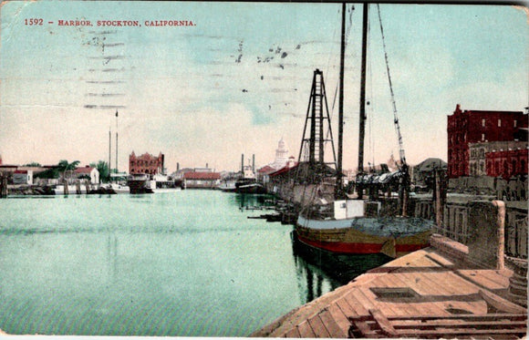 Postcard 1913 Harbor Stockton to Sonoma City CA $$ 395581