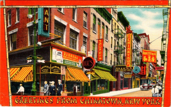 Postcard 1970 Chinatown New York to Stockton CA $$ 395585