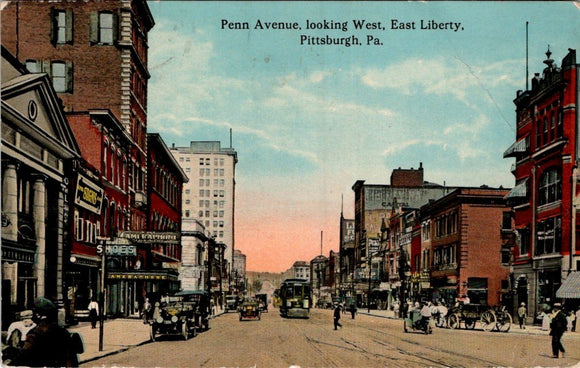 Postcard 1920 Pittsburgh Street Scene to Stockton CA $$ 395589