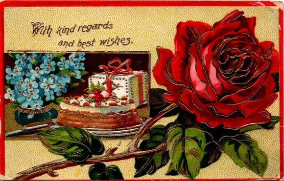 Postcard 1910 Best Wishes Roses Scottdale to Ruffsdale PA $$ 395607