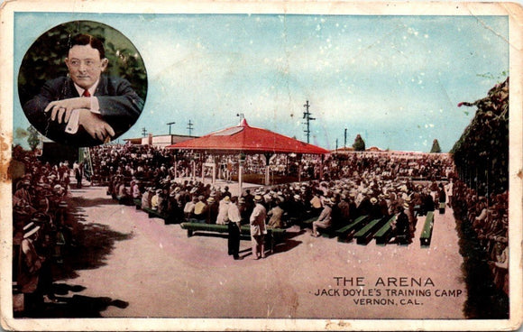 Postcard VINTAGE Jack Doyle's Boxing Training Camp Vernon CA to AR $$ 395616